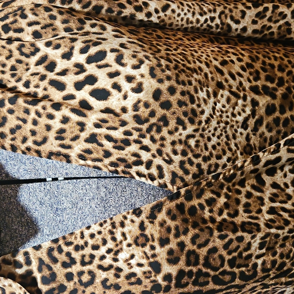 Pleione Leopard Print Neck Tie Wrap Blouse - Picture 3 of 10